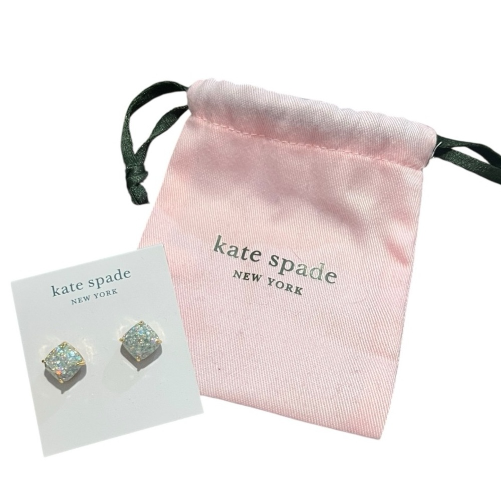 NWT KATE SPADE ♠️ Opal Glitter Sparkling Square Stud Earrings - Picture 3 of 4